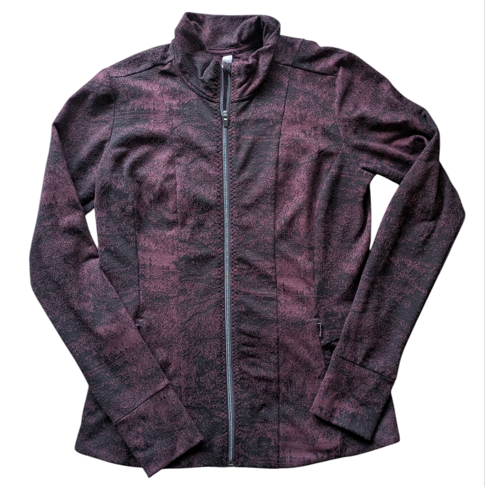 Athleta Shanti Jacket In Textured Jacquard Burgundy M Funnel Neck